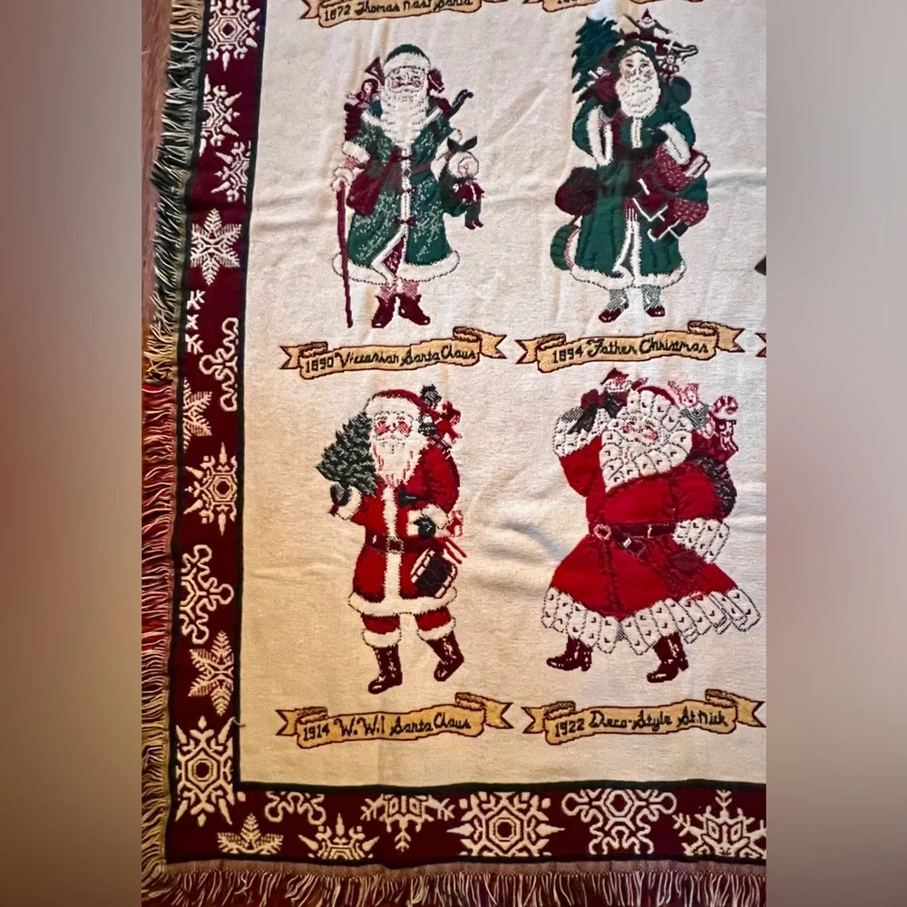 Goodwin Weavers 100% Cotton Santa Through the Ages Holiday Throw Blanket 68x46”